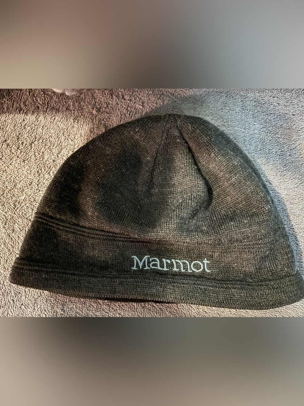 Marmot Black Knit Beanie with Subtle Logo